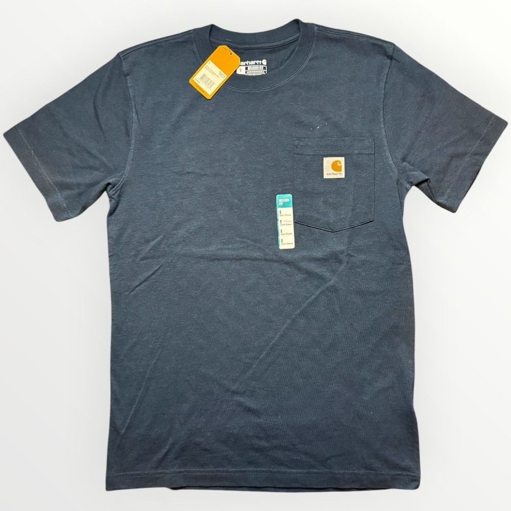 Carhartt Mens Relaxed Fit Heavyweight Pocket T-Shirt Navy Blue Small NWT
